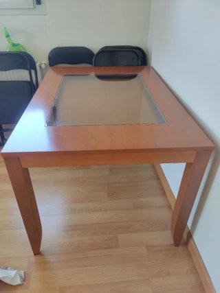 Mesa Comedor Extensible Madera y Cristal