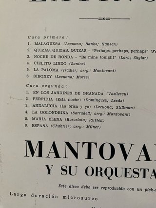 Vinilo LP Mantovani y su Orquesta