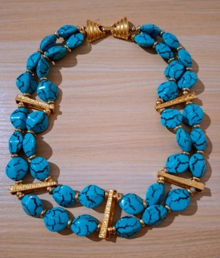 Collana choker rigido simil turchese anni 80
