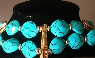 Collana choker rigido simil turchese anni 80