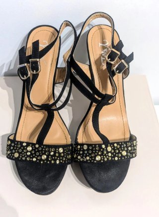Sandalias negras tacón fino talla 38