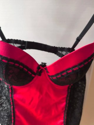 Guêpière Sottoveste Yamamay Rosso e Pizzo Nero -3B
