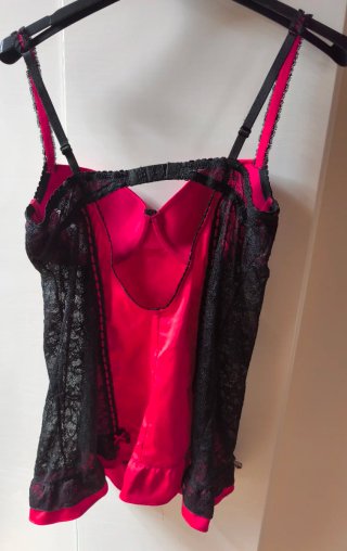 Guêpière Sottoveste Yamamay Rosso e Pizzo Nero -3B