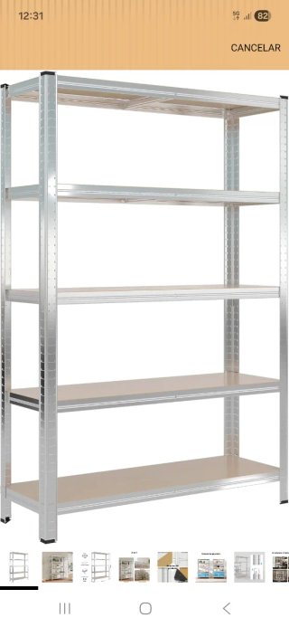 Estantería Metálica Madera gris, plata