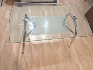 Mesa de centro cristal y metal