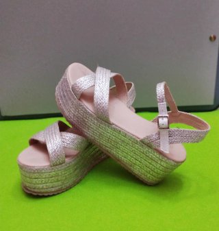 Sandalias Plataforma Plateadas Talla 39
