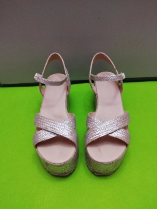 Sandalias Plataforma Plateadas Talla 39