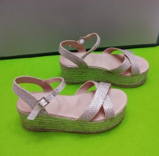 Sandalias Plataforma Plateadas Talla 39