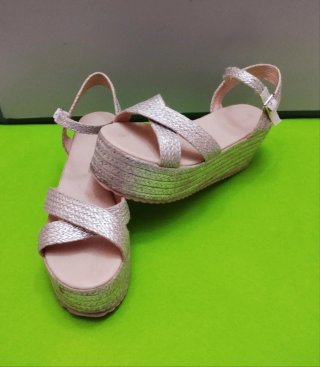 Sandalias Plataforma Plateadas Talla 39