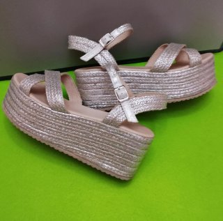 Sandalias Plataforma Plateadas Talla 39