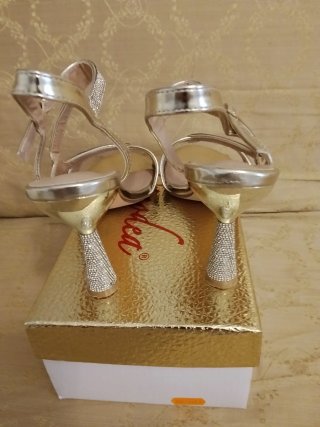 Sandalo donna oro con strass