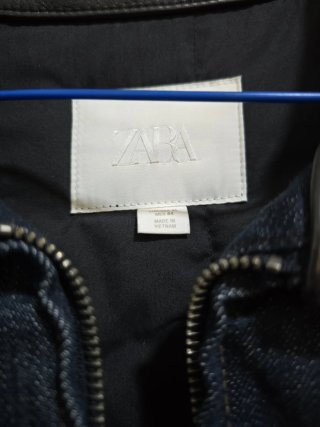 Chaqueta Zara Denim Cuello Piel Talla XL