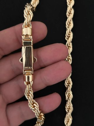 Cadena Cordón Bañada en Oro 14k con Cierre
