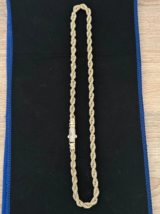 Cadena Cordón Bañada en Oro 14k con Cierre