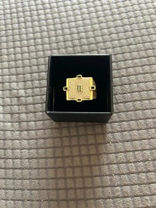 Anillo Sello Hombre Cuadrado Piedras 14k