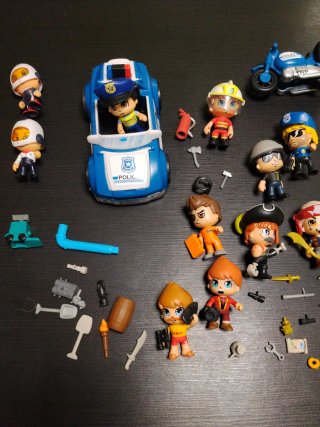 Lote Juguetes Pinypon: Cohete, Coche Policía, Figu