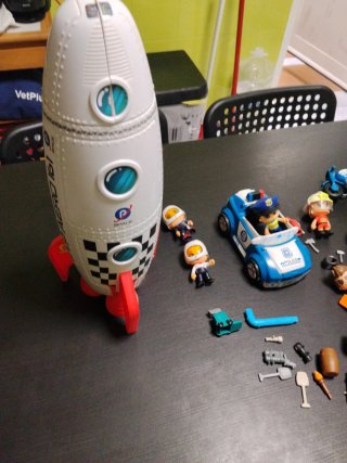 Lote Juguetes Pinypon: Cohete, Coche Policía, Figu