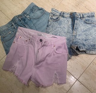 Lote 3 Pantalones Cortos Vaqueros Bershka y Pull&B
