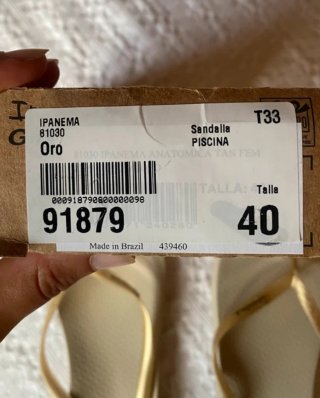 ✅Chanclas  "Ipanema".  Mujer Beige y Dorado N ° 40