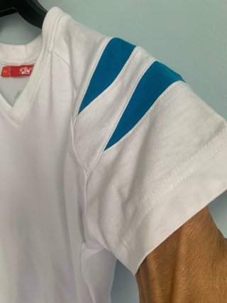 Camiseta POLER Blanca Talla M Detalles azules