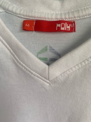 Camiseta POLER Blanca Talla M Detalles azules