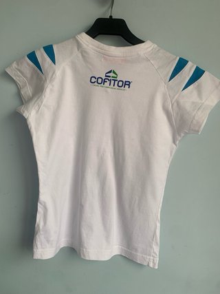 Camiseta POLER Blanca Talla M Detalles azules