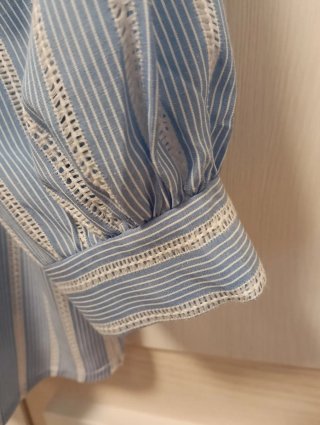 Camisa verano calada rayas azul y blanco