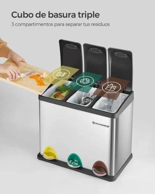 Cubo de basura cocina 3×8L SONGMICS LTB24L