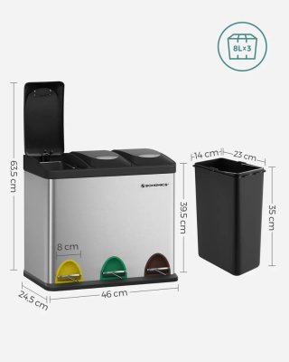 Cubo de basura cocina 3×8L SONGMICS LTB24L