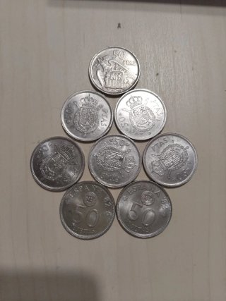 Lote 8 monedas 50 pesetas variadas