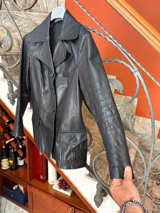 Giacca trench donna in vera pelle vintage leggera