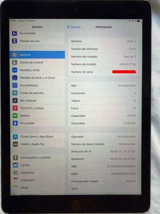 iPad Air 2 Plata 64Gb Wifi+Celular, 10 Pulgadas