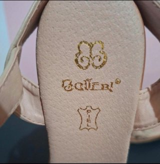 Sandalias Balleri, Piel mujer beige con Tacón