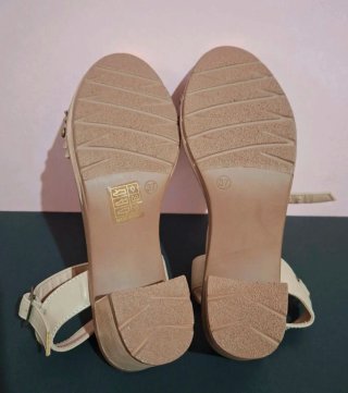 Sandalias Balleri, Piel mujer beige con Tacón