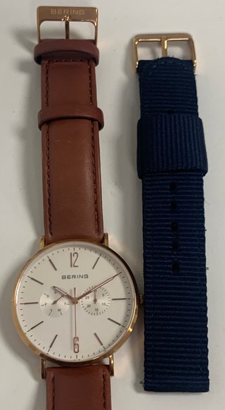 Reloj Bering Chapado Oro Piel Marrón