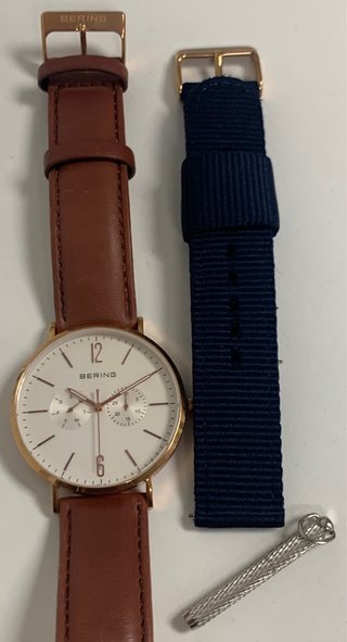 Reloj Bering Chapado Oro Piel Marrón