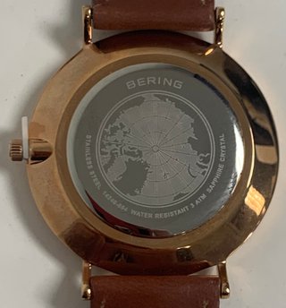 Reloj Bering Chapado Oro Piel Marrón