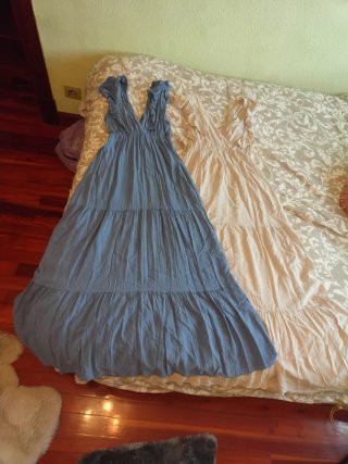 Vestidos largos azul y beige