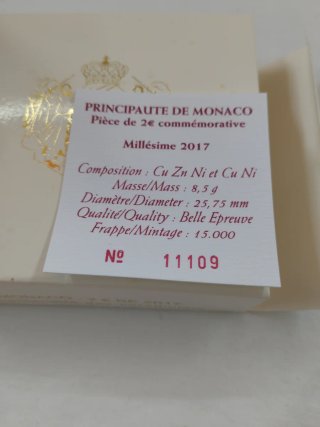 Moneda 2€ Mónaco 1817-2017