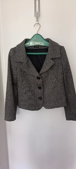 Chaqueta tweed gris y blanco