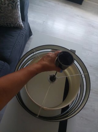 Lámpara de techo negra y blanca .