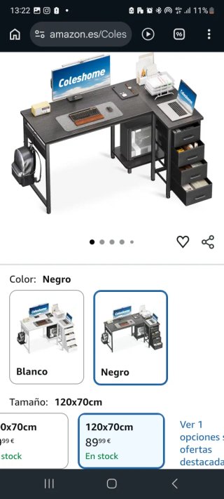 Escritorio Esquinero Coleshome Negro