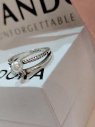 Anillo Pandora Doble Perla y Circonita