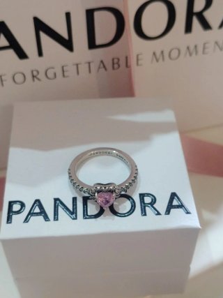 Anillo Pandora Corazón Rosa Talla 54