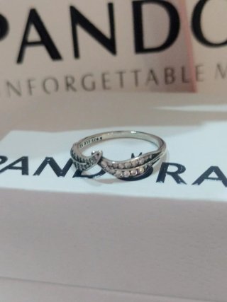 Anillo Pandora Plata y Rosa Talla 54