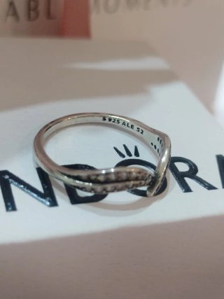 Anillo Pandora Plata y Rosa Talla 54