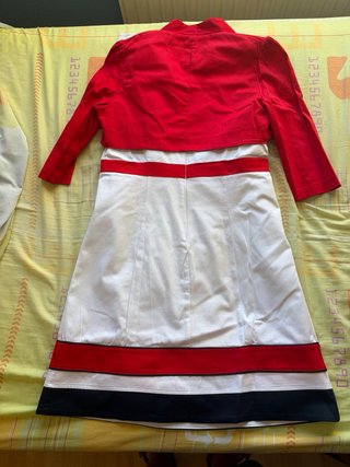 Vestido 2 Piezas Pilar Prieto Blanco y Rojo