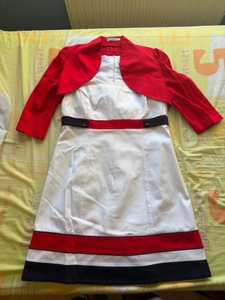 Vestido 2 Piezas Pilar Prieto Blanco y Rojo