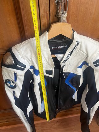 Chaqueta Moto BMW Motorrad Cuero Blanca y Negra