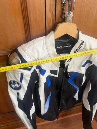 Chaqueta Moto BMW Motorrad Cuero Blanca y Negra